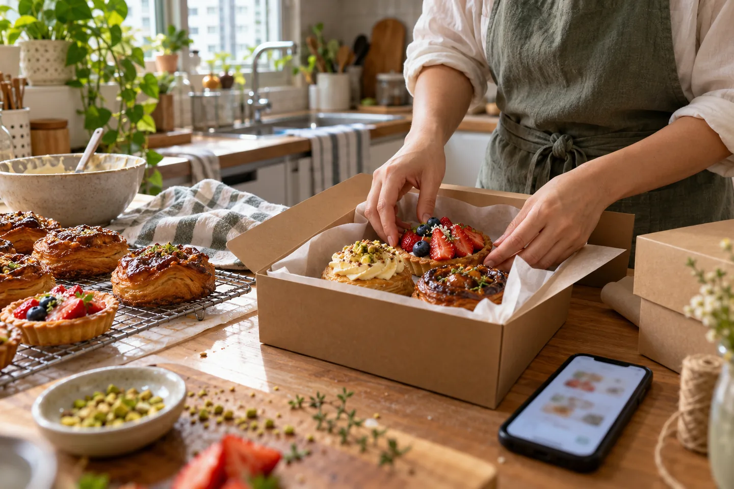 Home baker preparing pastries in a home kitchen